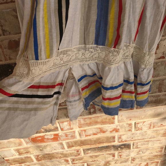 ZARA Combined Striped Lace Boho Mod MIDI Dress M - Picture 14 of 15